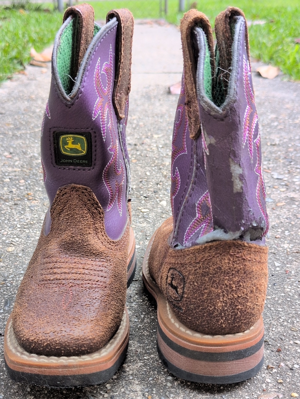 John Deere Purple and Brown Kids' Western Boots